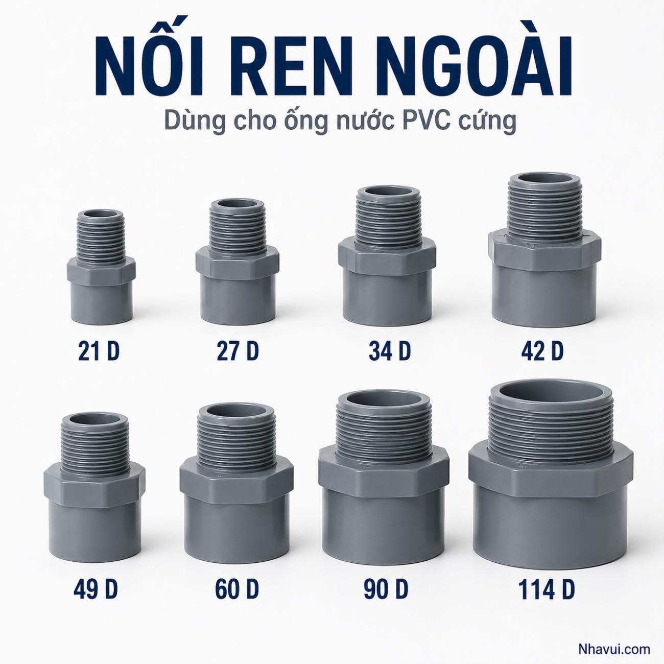 Nối ren ngoài Bình Minh dùng cho ống nước PVC cứng