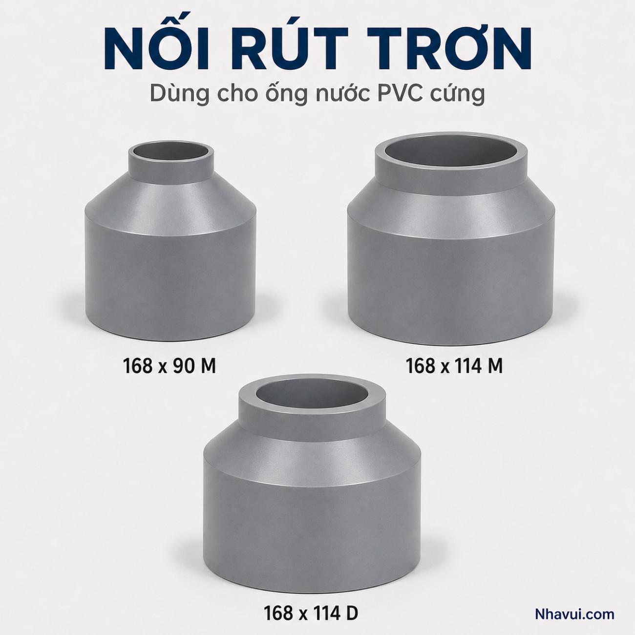 Nối rút trơn Bình Minh 168 dùng cho ống nước PVC cứng
