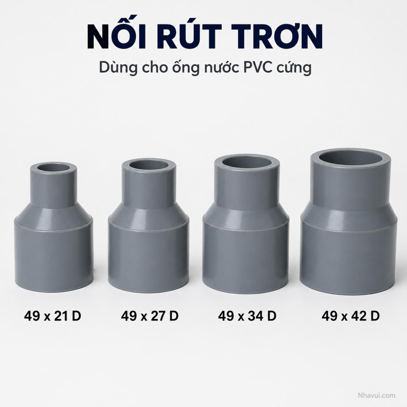 Nối rút trơn Bình Minh dùng cho ống nước PVC cứng