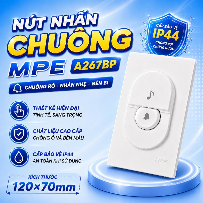Nút nhấn chuông MPE A267BP 120×70 mm IP44