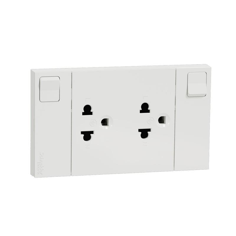 Ổ cắm 3 chấu 16A Schneider AvatarOn A đơn, đôi, đôi có công tắc – màu trắng