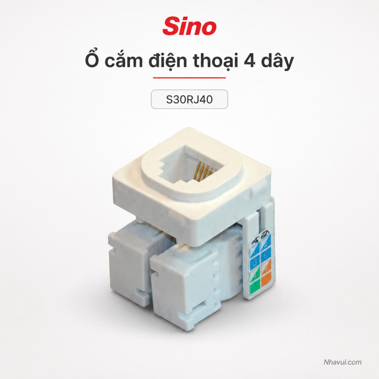 Ổ cắm điện thoại 4 dây Sino S30RJ40