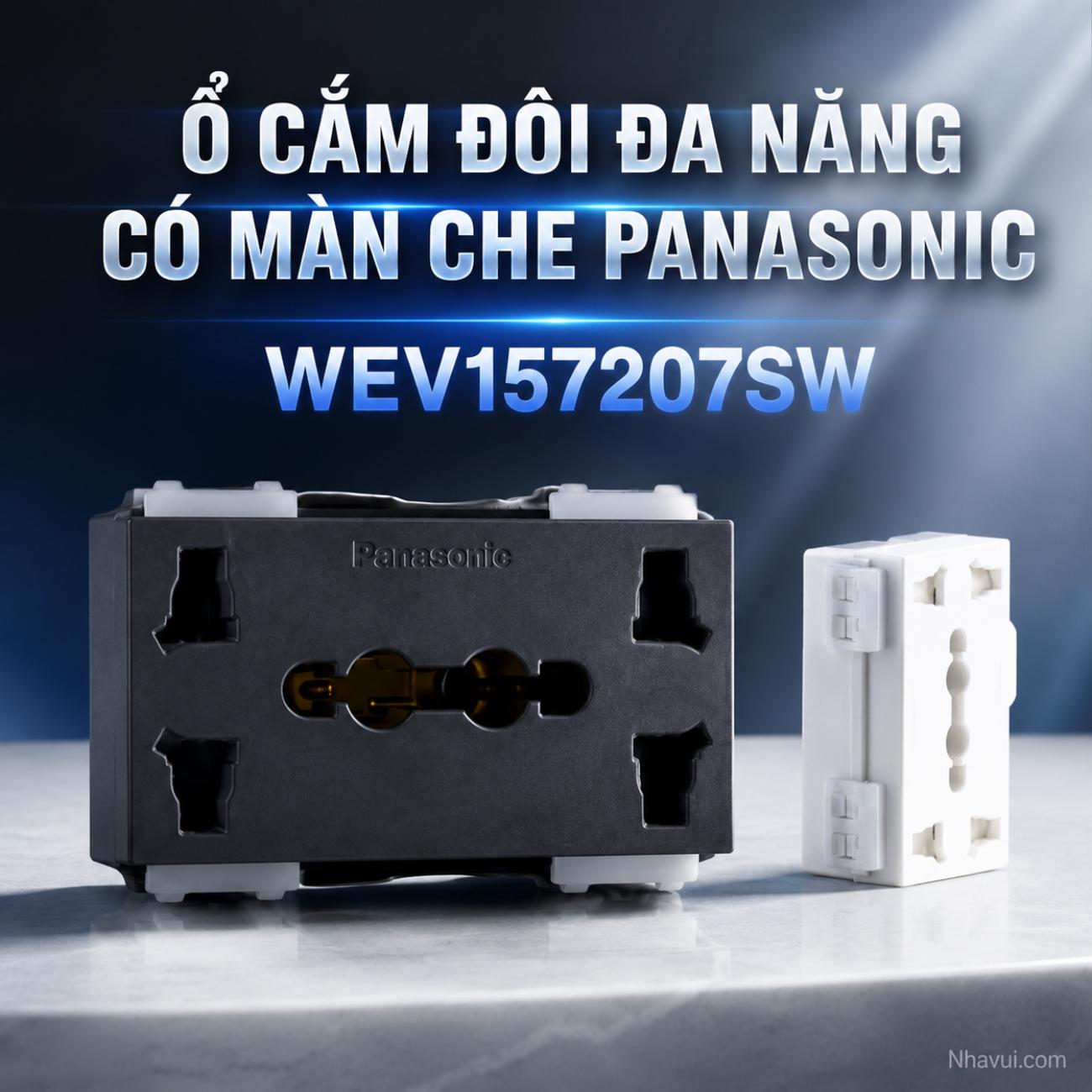 Ổ cắm đôi đa năng có màn che Panasonic WEV157207SW WIDE Series