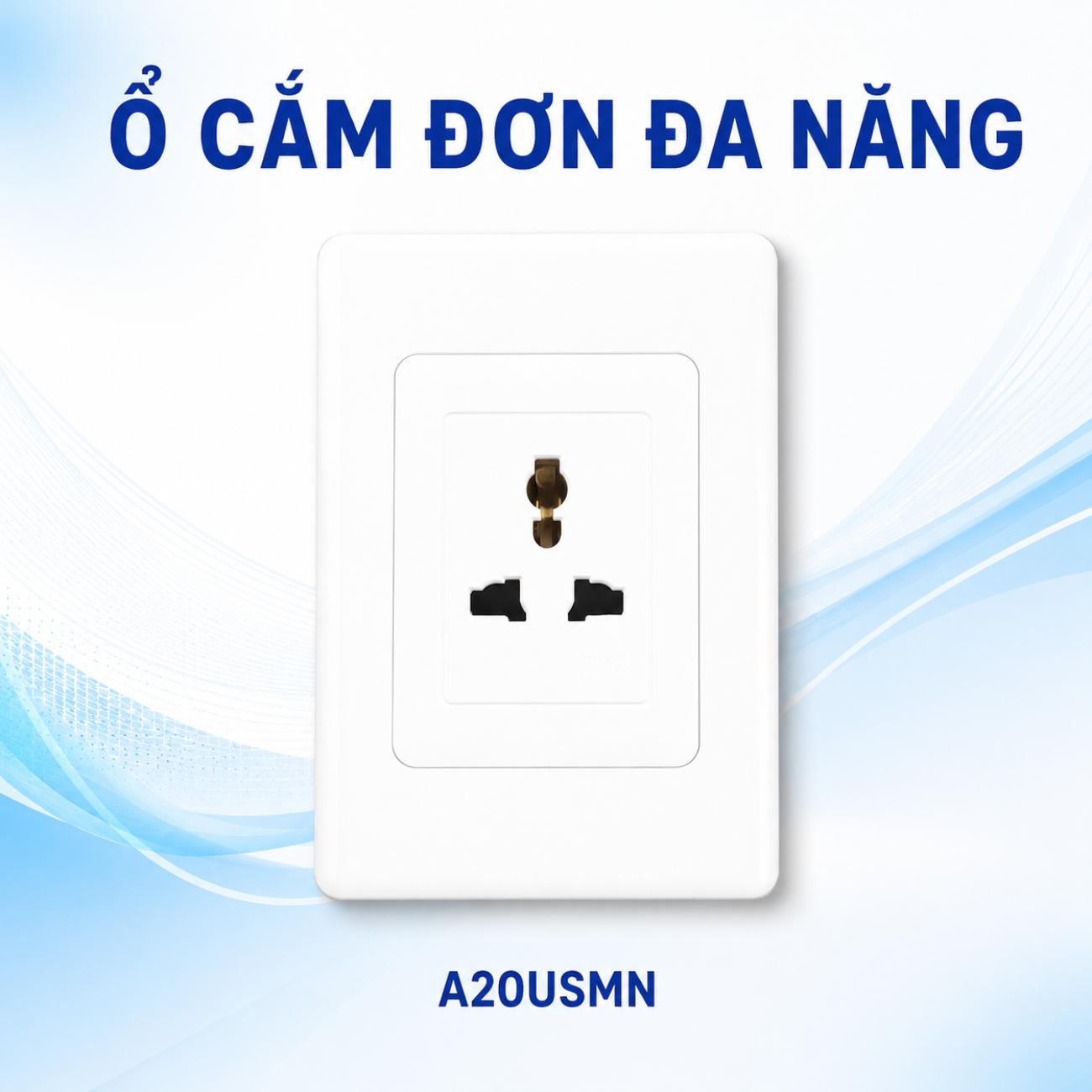 Ổ cắm đơn đa năng MPE đế liền 16A 120x72mm