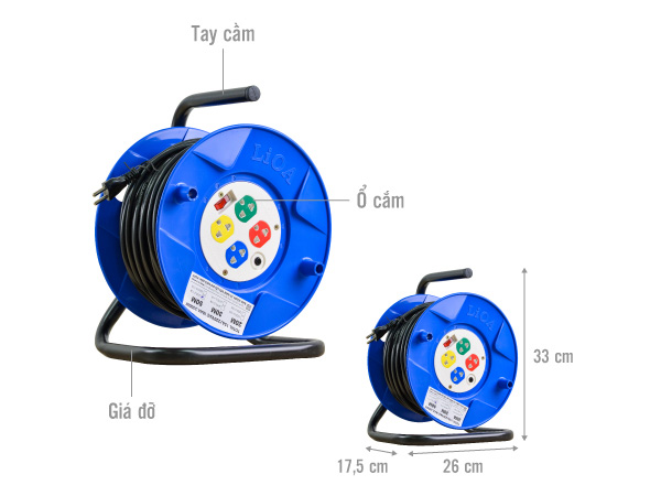 Ổ cắm kéo dài kiểu rulo LiOA QT50-2-15A dây 50m