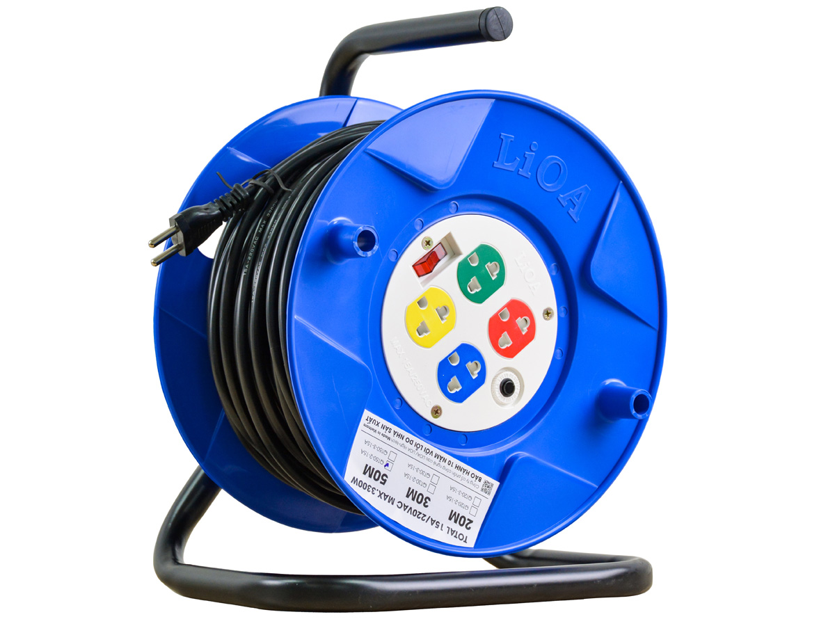 Ổ cắm kéo dài kiểu rulo LiOA QT50-2-15A dây 50m