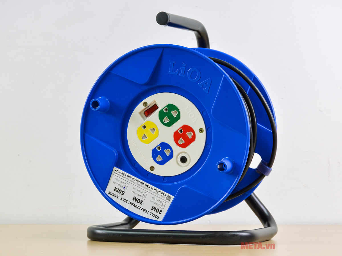 Ổ cắm kéo dài kiểu rulo LiOA QT50-2-15A dây 50m