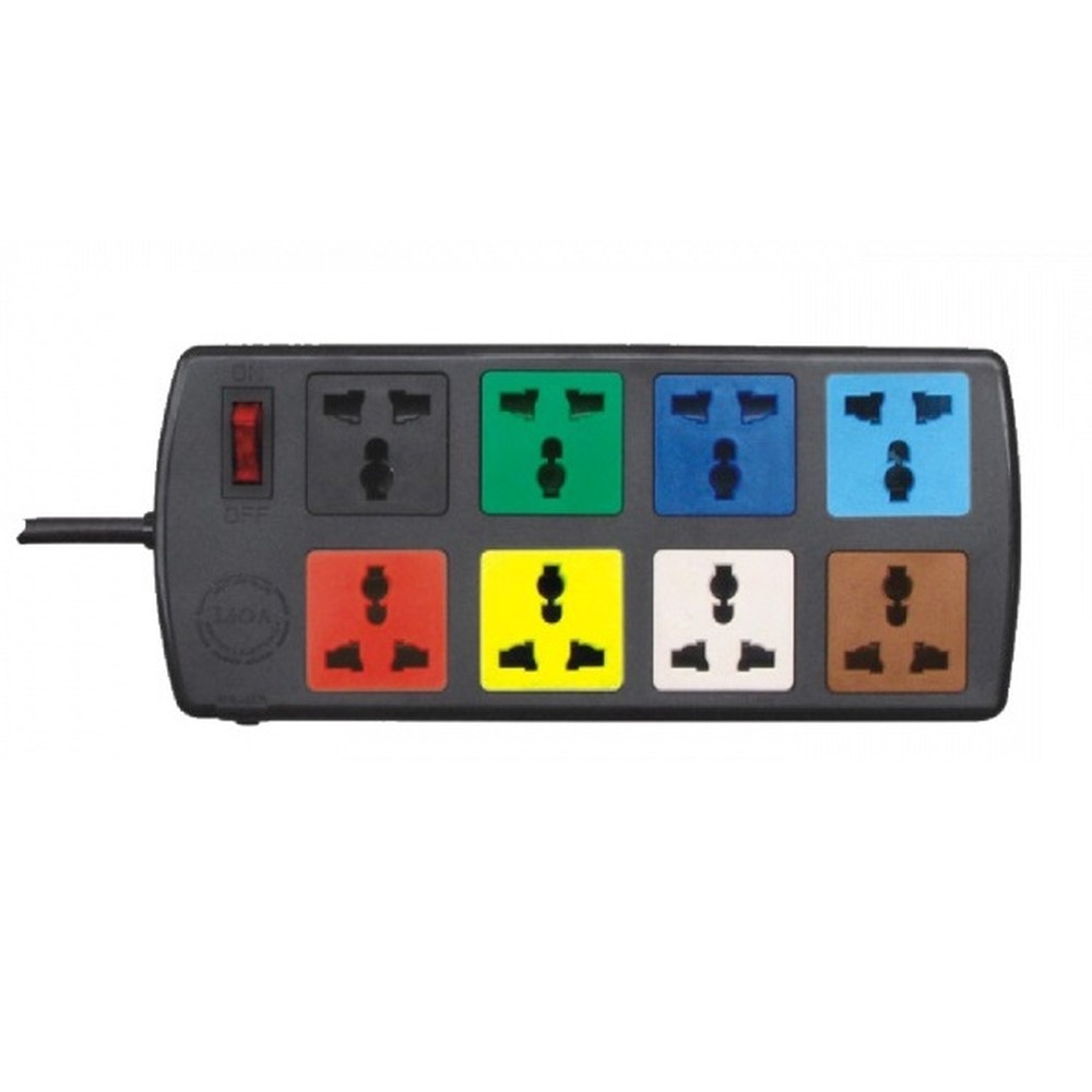 Ổ cắm kéo dài LiOA 8D52N 8 lỗ dây 5 m, 2 công tắc