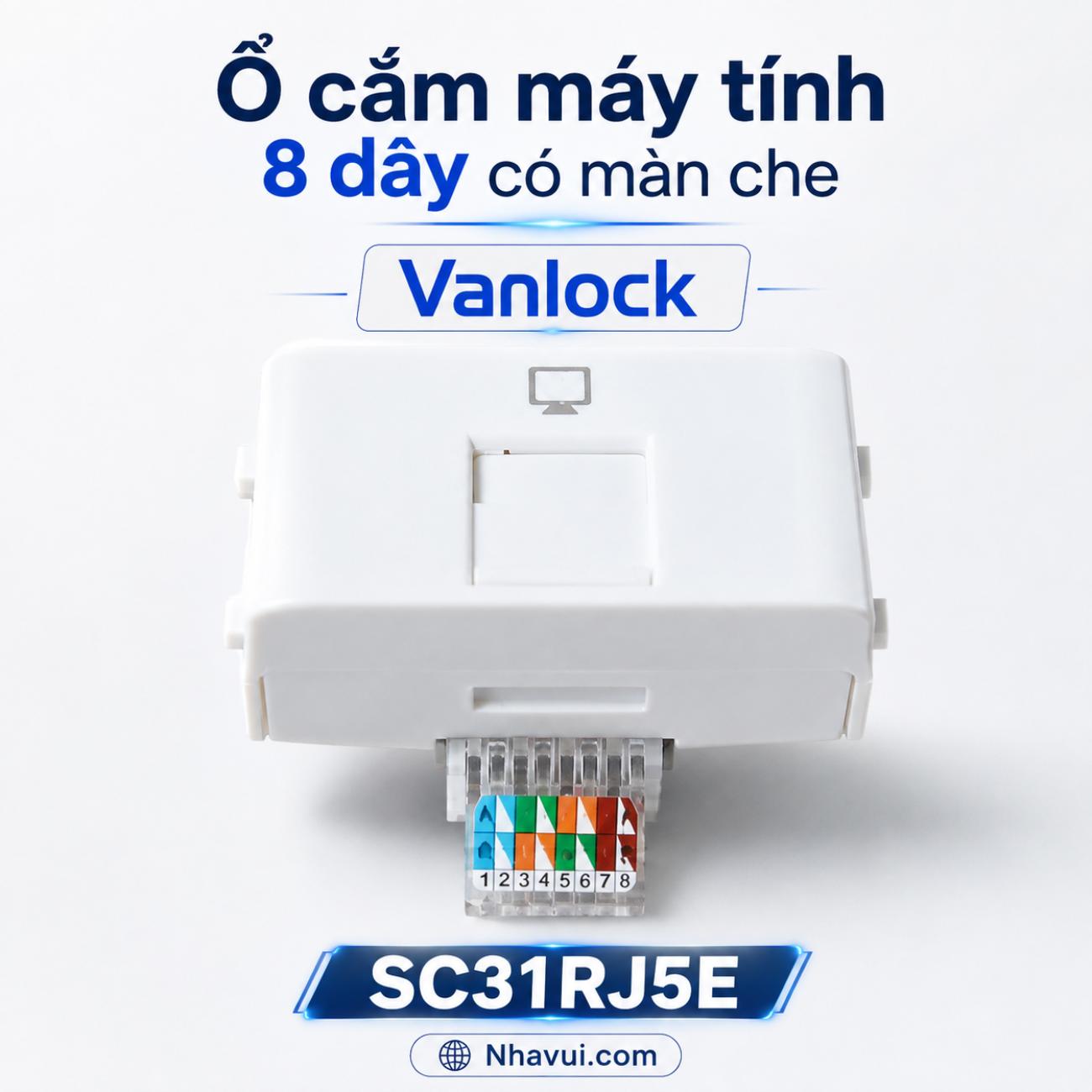 Ổ cắm máy tính 8 dây có màn che Sino SC31RJ5E