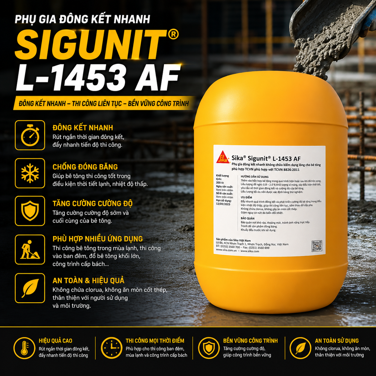 Phụ gia đông kết nhanh Sigunit / Antifreeze