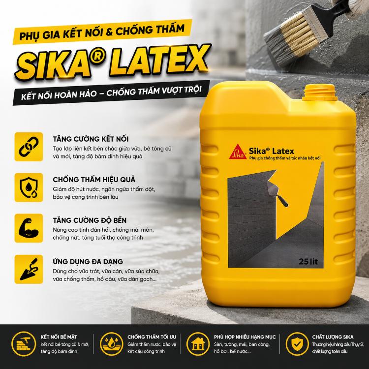 Phụ gia kết nối & chống thấm Sika Latex