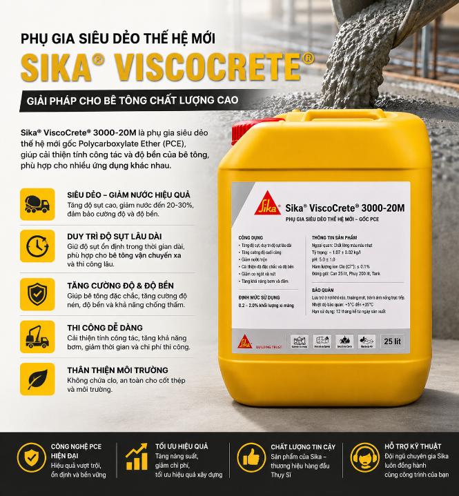 Phụ gia siêu dẻo thế hệ mới Sika ViscoCrete