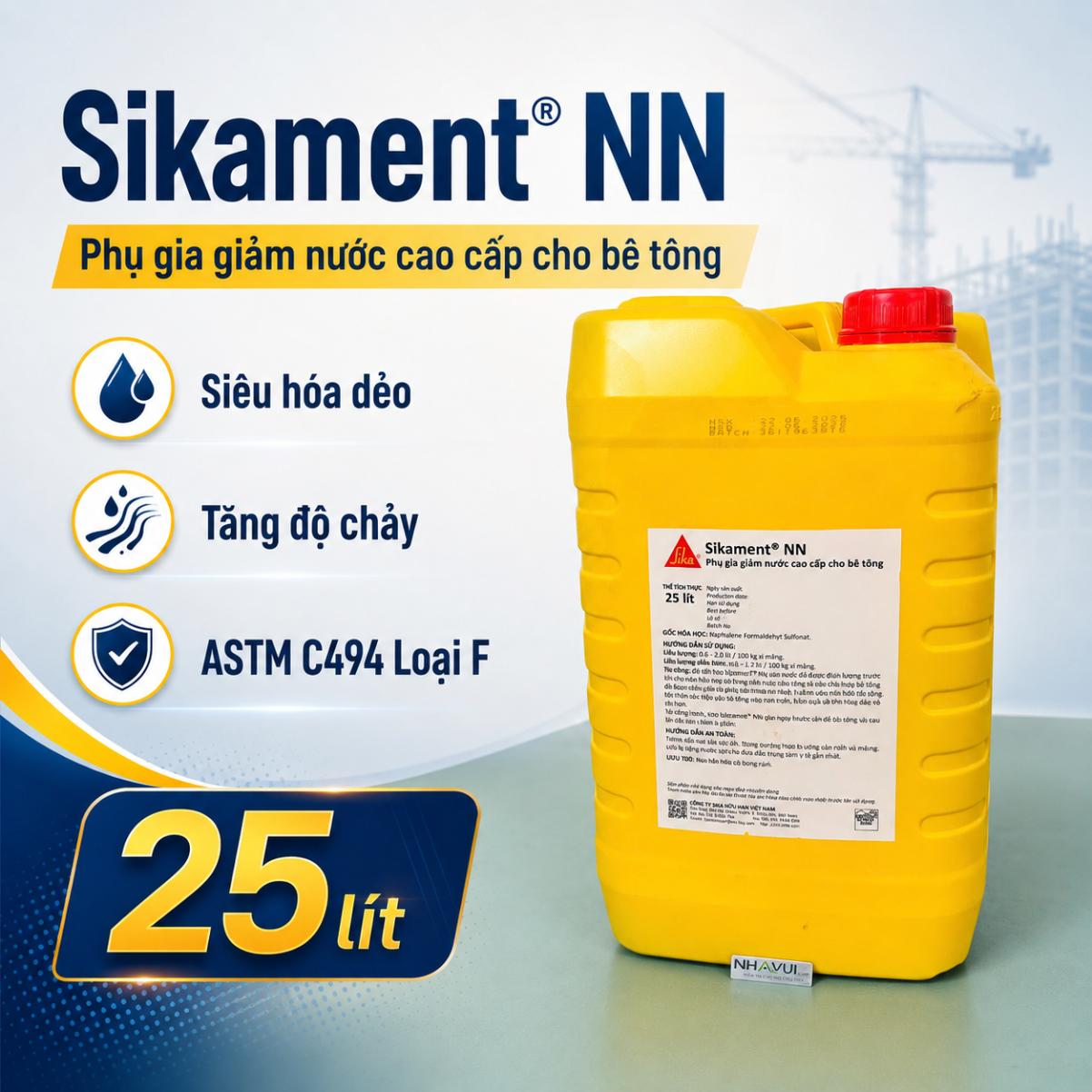 Phụ gia siêu hóa dẻo giảm nước cao Sikament® NN 25L