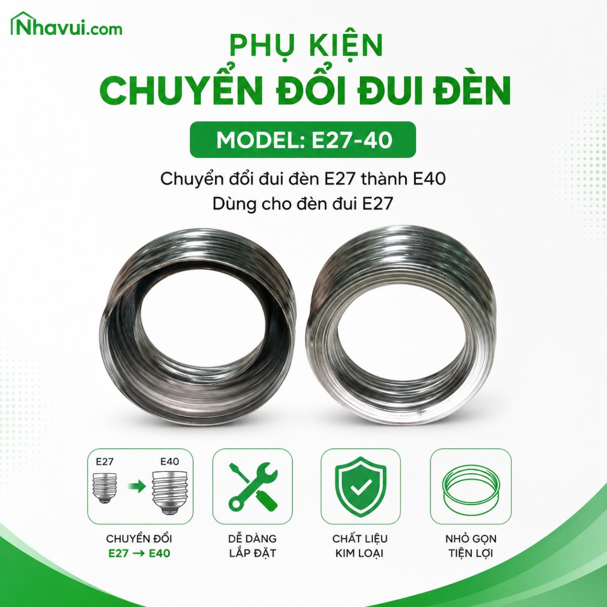 Phụ kiện chuyển đổi đui đèn MPE E27-40
