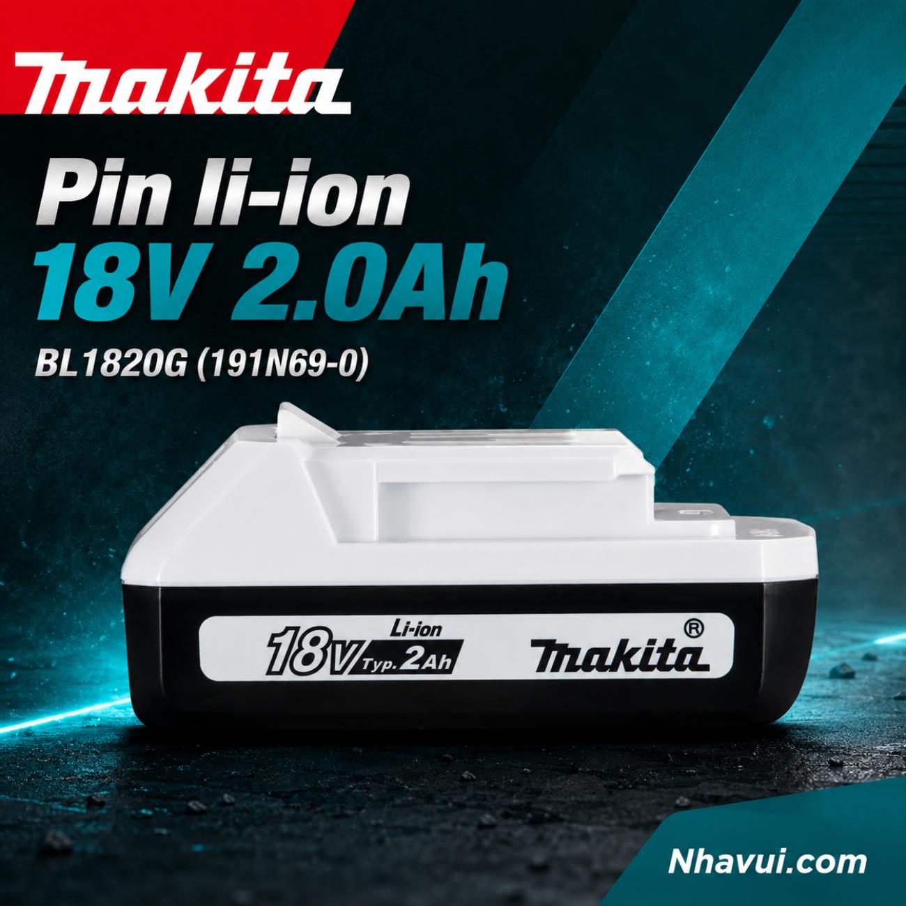 Pin Lithium-ion 18V 2.0Ah Makita BL1820G (191N69-0)