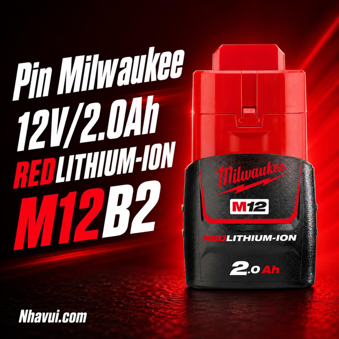Pin Milwaukee 12V 2.0Ah REDLITHIUM-ION M12 B2