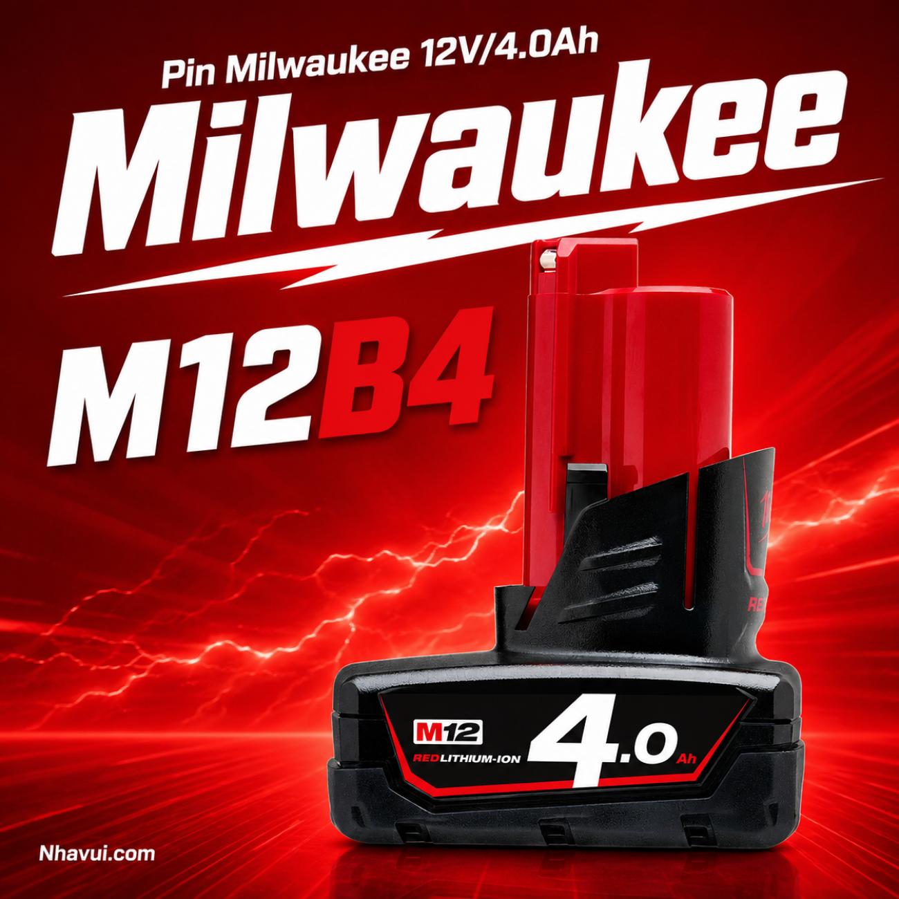 Pin Milwaukee 12V 4.0Ah REDLITHIUM-ION M12B4
