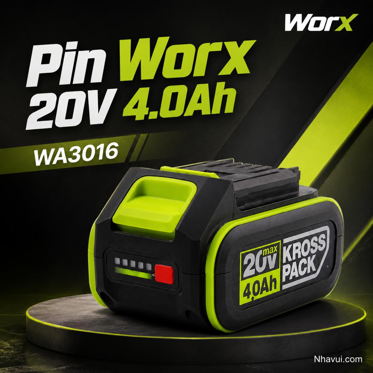 Pin Worx 20V 4.0Ah WA3016