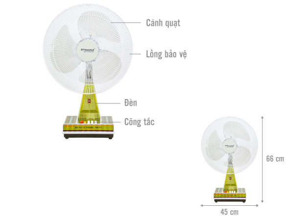 Quạt bàn Vinawind 400-NSD sải cánh 40cm có đèn