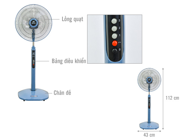 Quạt cây Điện Cơ 91 QĐC91 không điều khiển