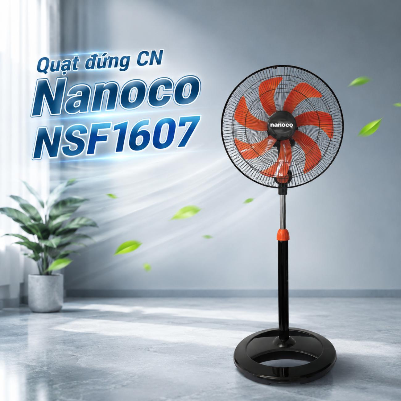 Quạt đứng CN Nanoco NSF1607 (Đen cam)