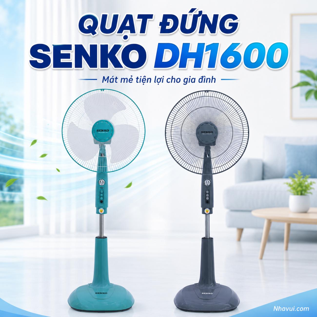 Quạt đứng có hẹn giờ Senko DH1600 3 cánh 16 inch