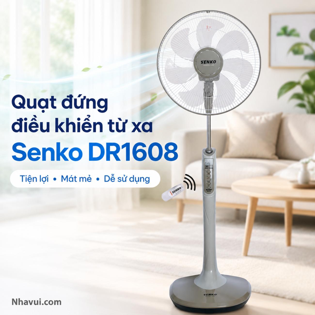 Quạt đứng điều khiển từ xa Senko DR1608 7 cánh 39cm