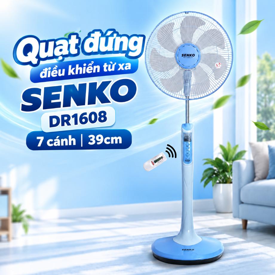 Quạt đứng điều khiển từ xa Senko DR1608 7 cánh 39cm