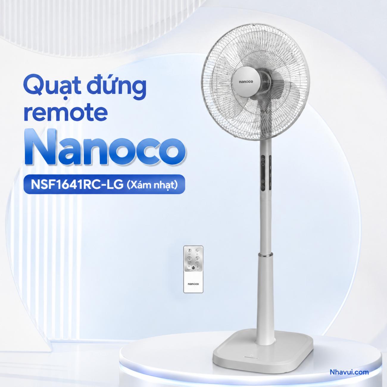 Quạt đứng remote Nanoco NSF1641RC 50W, 3 cánh, đường kính cánh 40cm