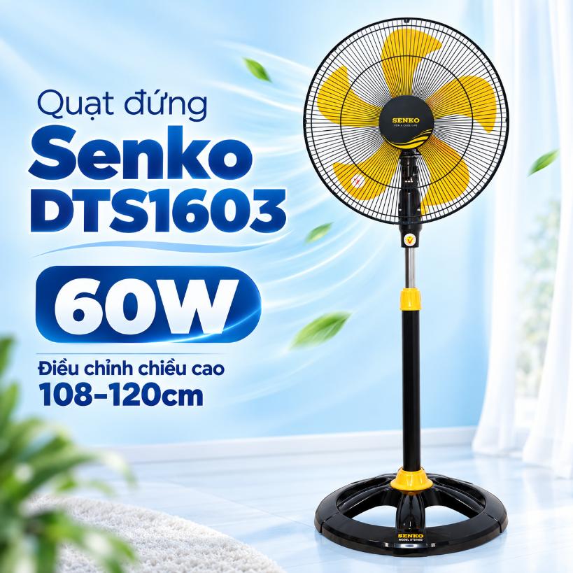 Quạt đứng Senko DTS1603 60W – điều chỉnh chiều cao 108–120cm