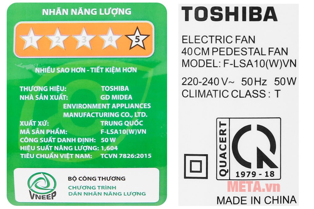 Quạt đứng Toshiba F-LSA10VN 5 cánh 50W