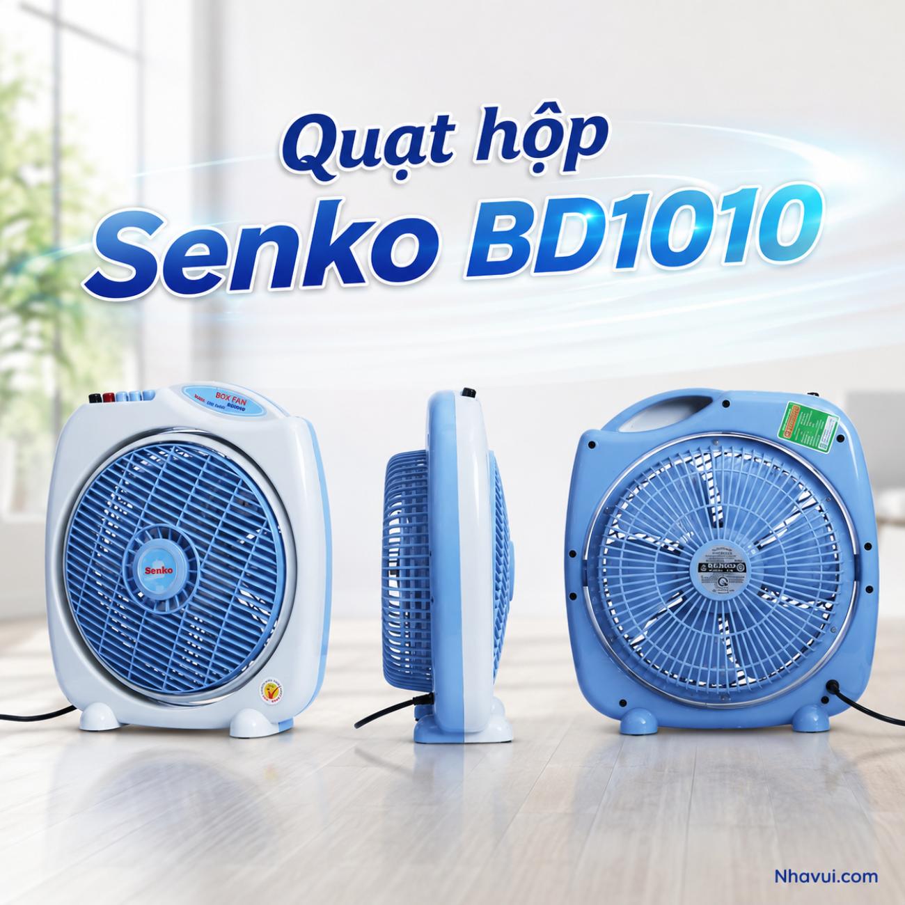 Quạt hộp Senko BD1010 47W 3 tốc độ gió màu trắng