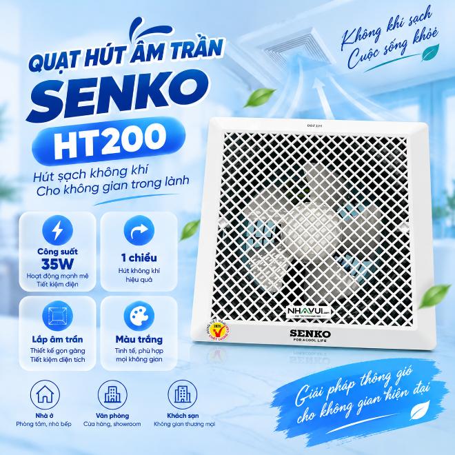 Quạt hút âm trần Senko HT200 35W 1 chiều màu trắng