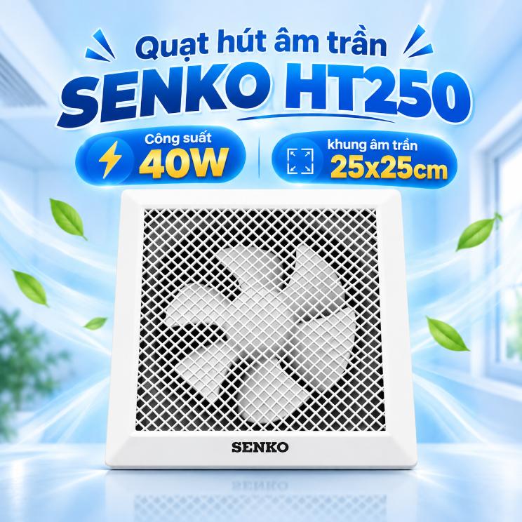 Quạt hút âm trần Senko HT250 40W 1 chiều màu trắng
