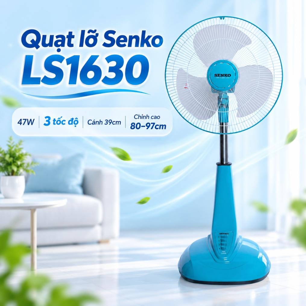 Quạt lỡ Senko LS1630 47W – 3 tốc độ gió, cánh 39cm