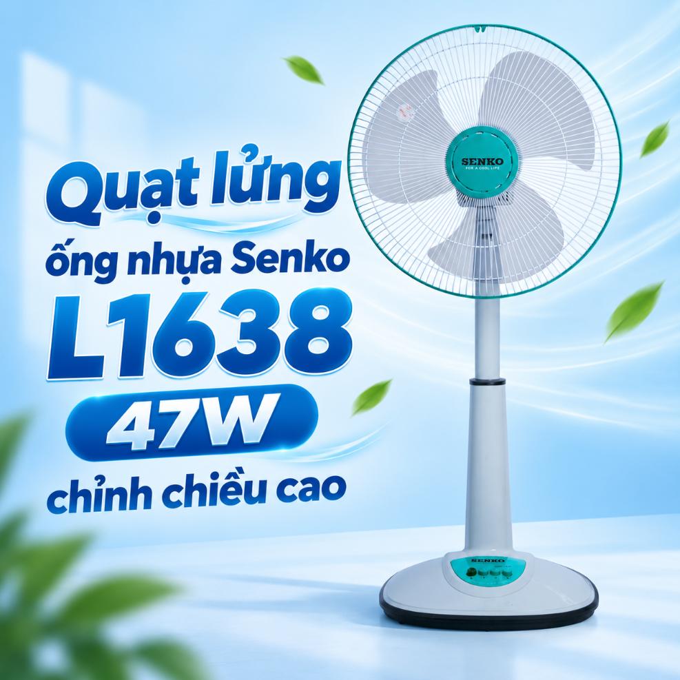 Quạt lửng ống nhựa Senko L1638 47W chỉnh chiều cao