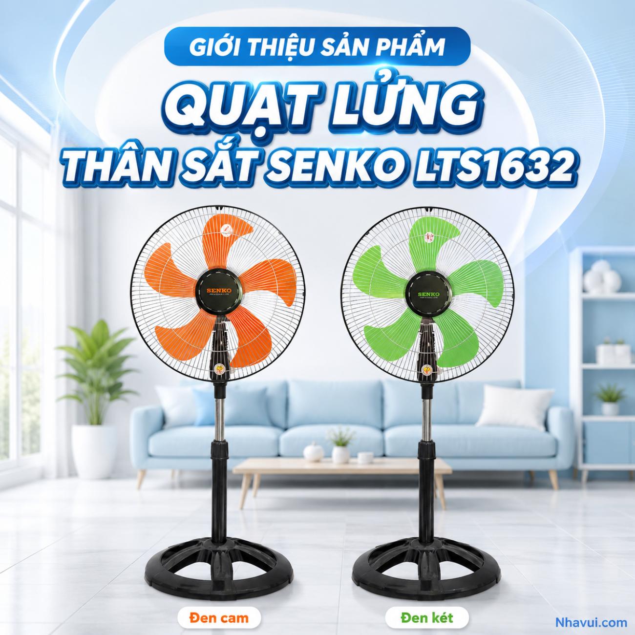Quạt lửng thân sắt Senko LTS1632 5 cánh 39cm