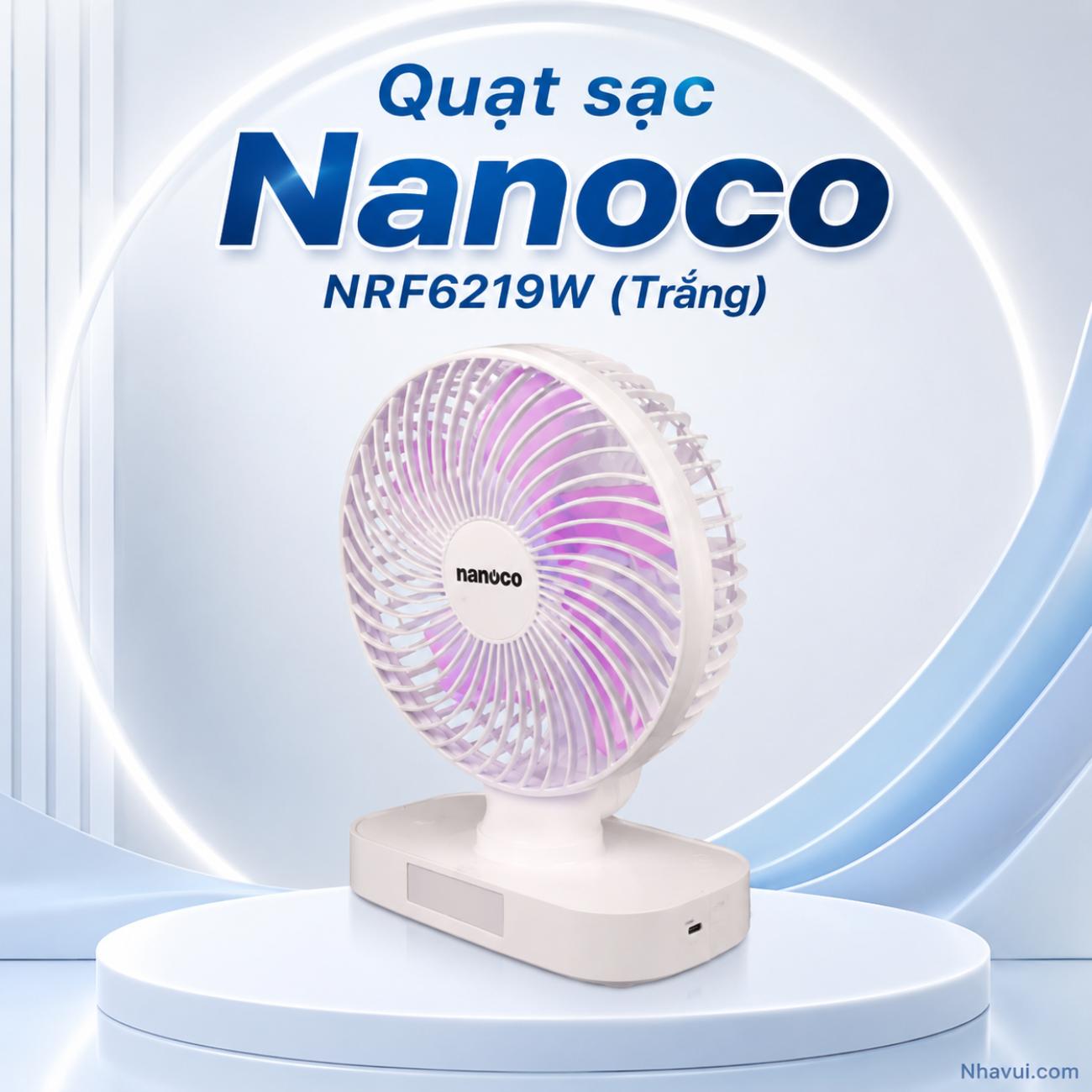 Quạt sạc Nanoco NRF6219W (Trắng)