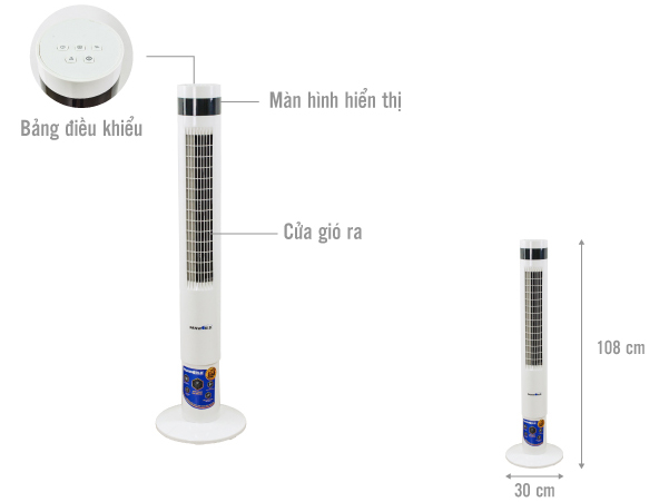 Quạt tháp Panworld PW-019 (PW-8207W) có remote