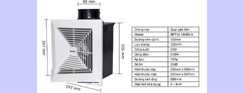 Quạt thông gió gắn trần Nedfon BPT nối ống cho nhà vệ sinh