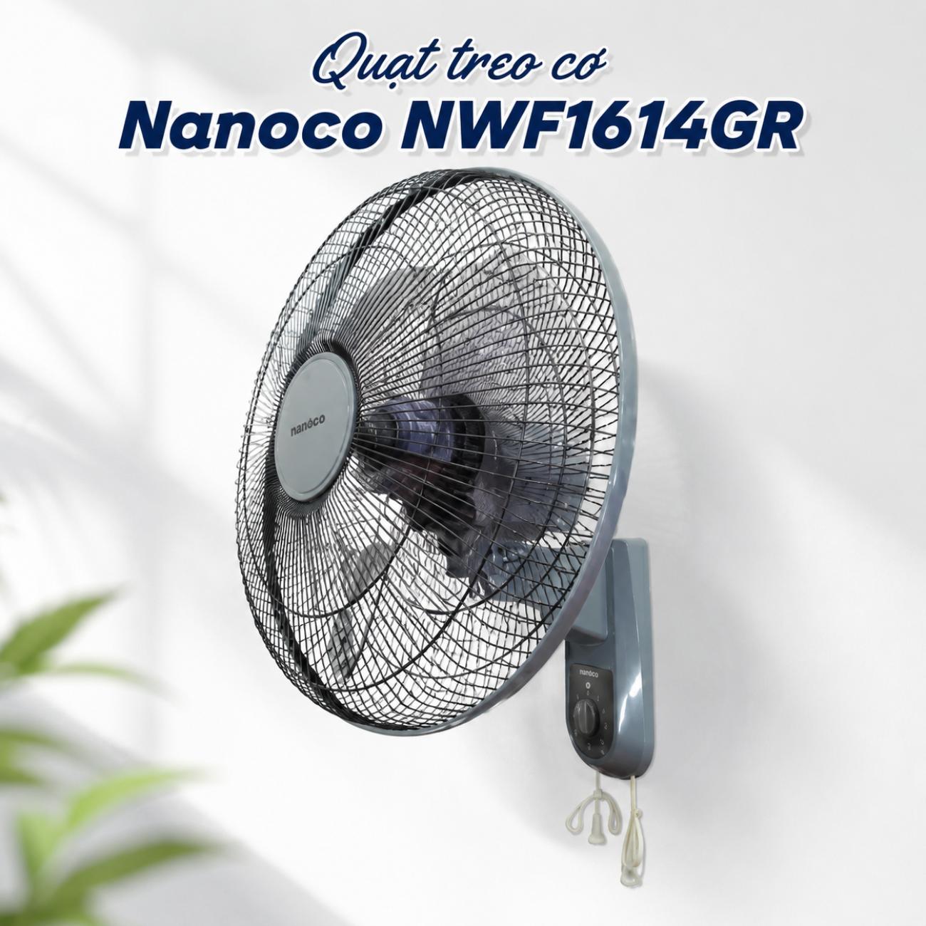 Quạt treo cơ Nanoco NWF1614 47W màu ghi và xám nhạt