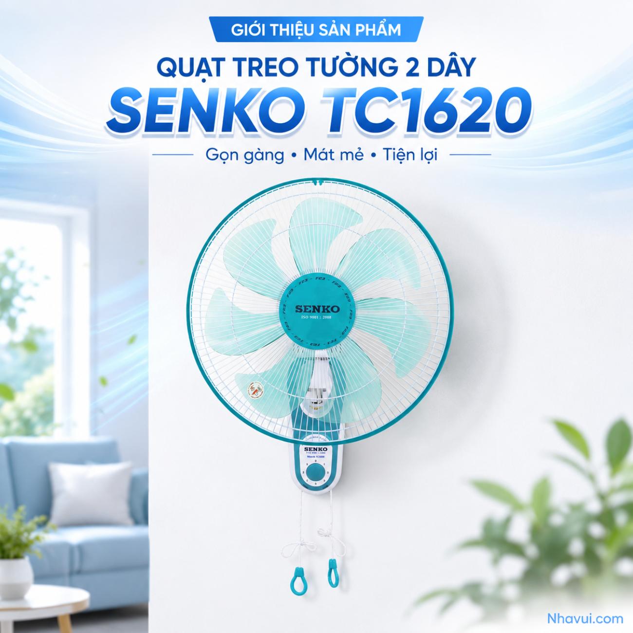 Quạt treo tường 2 dây Senko TC1620 7 cánh 40cm