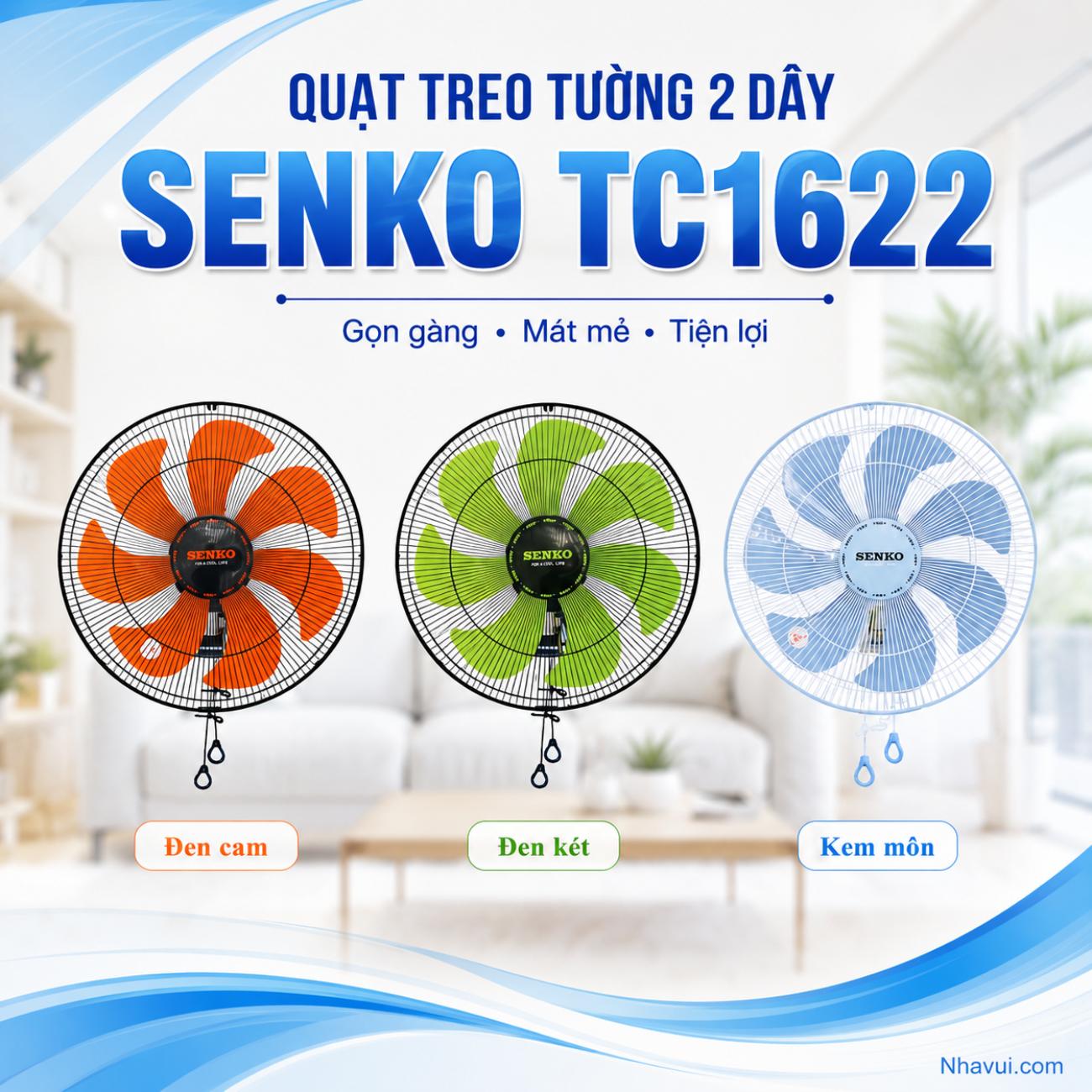 Quạt treo tường 2 dây Senko TC1622 7 cánh 39cm