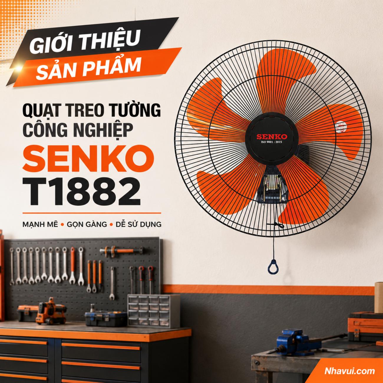 Quạt treo tường công nghiệp Senko T1882 5 cánh 43cm