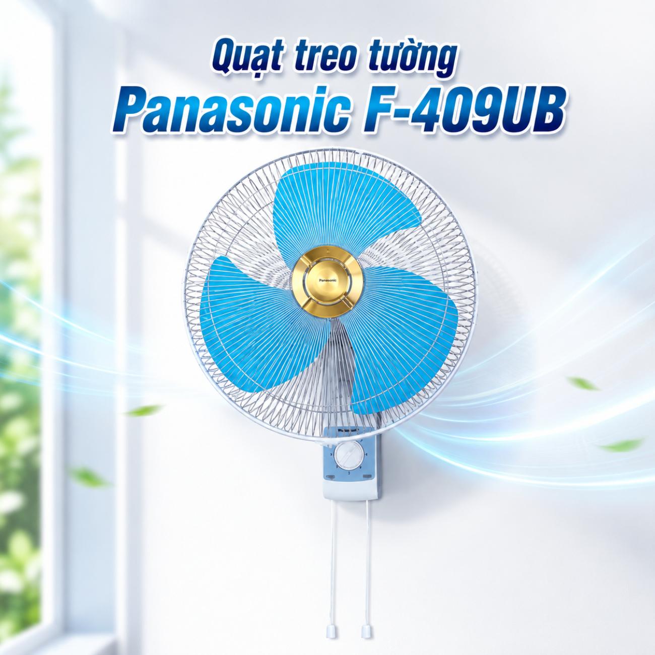 Quạt treo tường Panasonic F-409UB / F-409UGO 47.5W đường kính 40cm giật dây