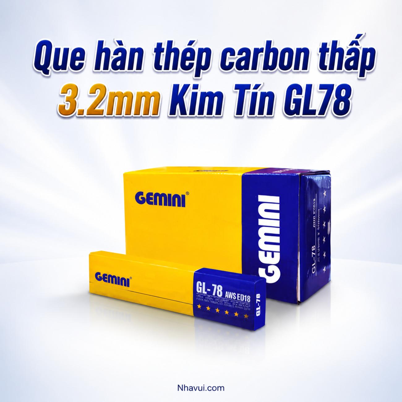 Que hàn thép carbon thấp Gemini GL-78 3.2mm chuẩn AWS E7018
