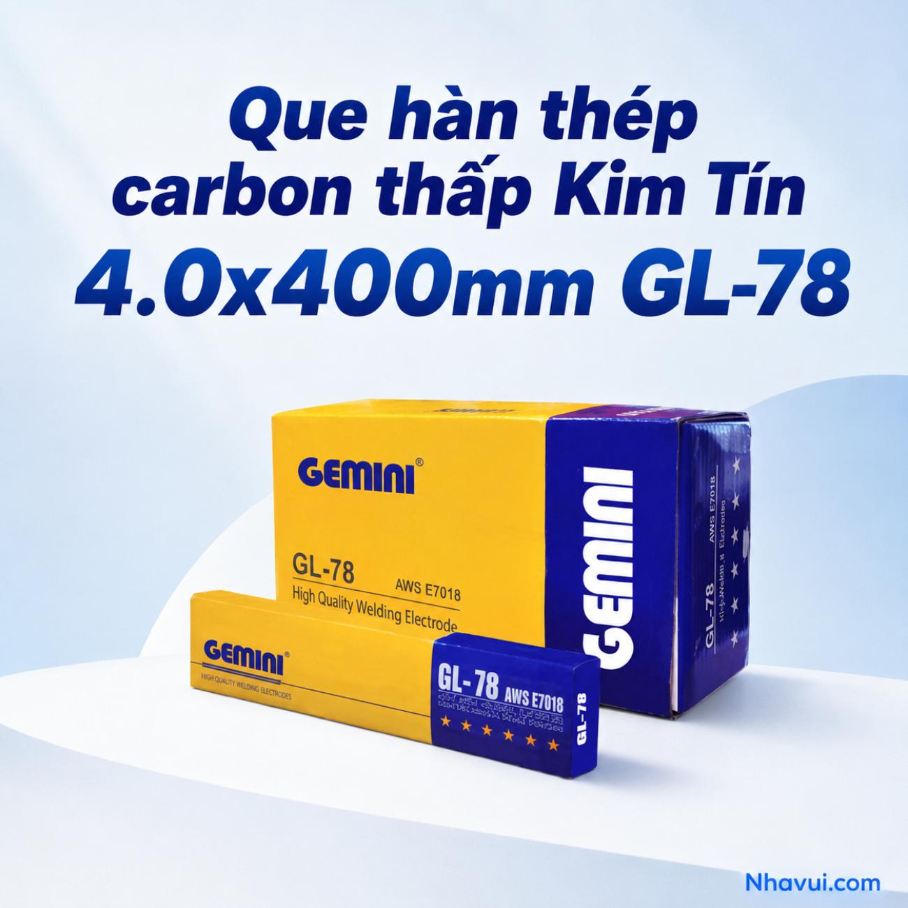 Que hàn thép carbon thấp Gemini GL-78 4.0x400mm AWS E7018