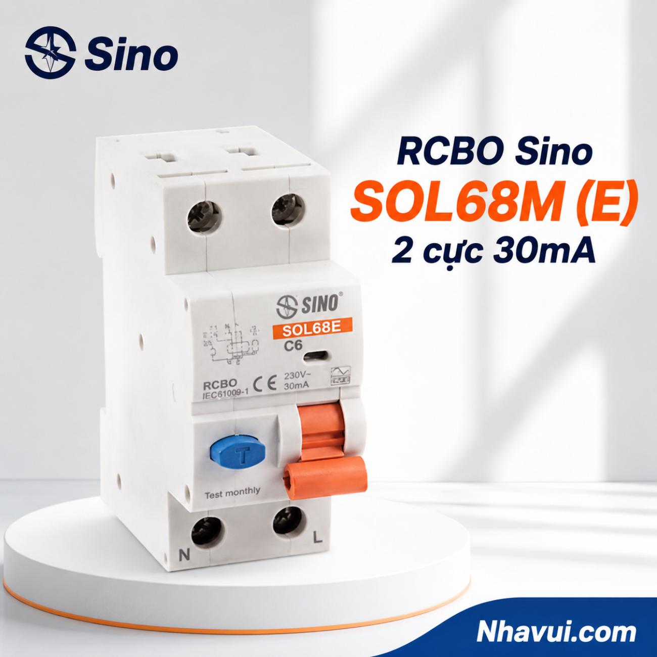 RCBO Sino SOL68M (E) 2 cực 30mA