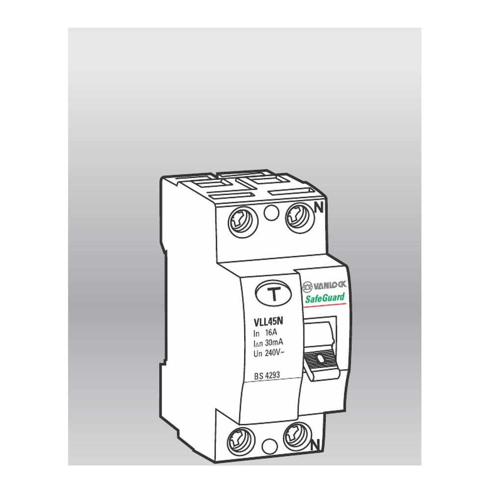 RCCB Sino VLL45N 2 cực 30mA – 16A–63A, cầu dao chống dòng rò (RCCB) 2 cực, chính hãng