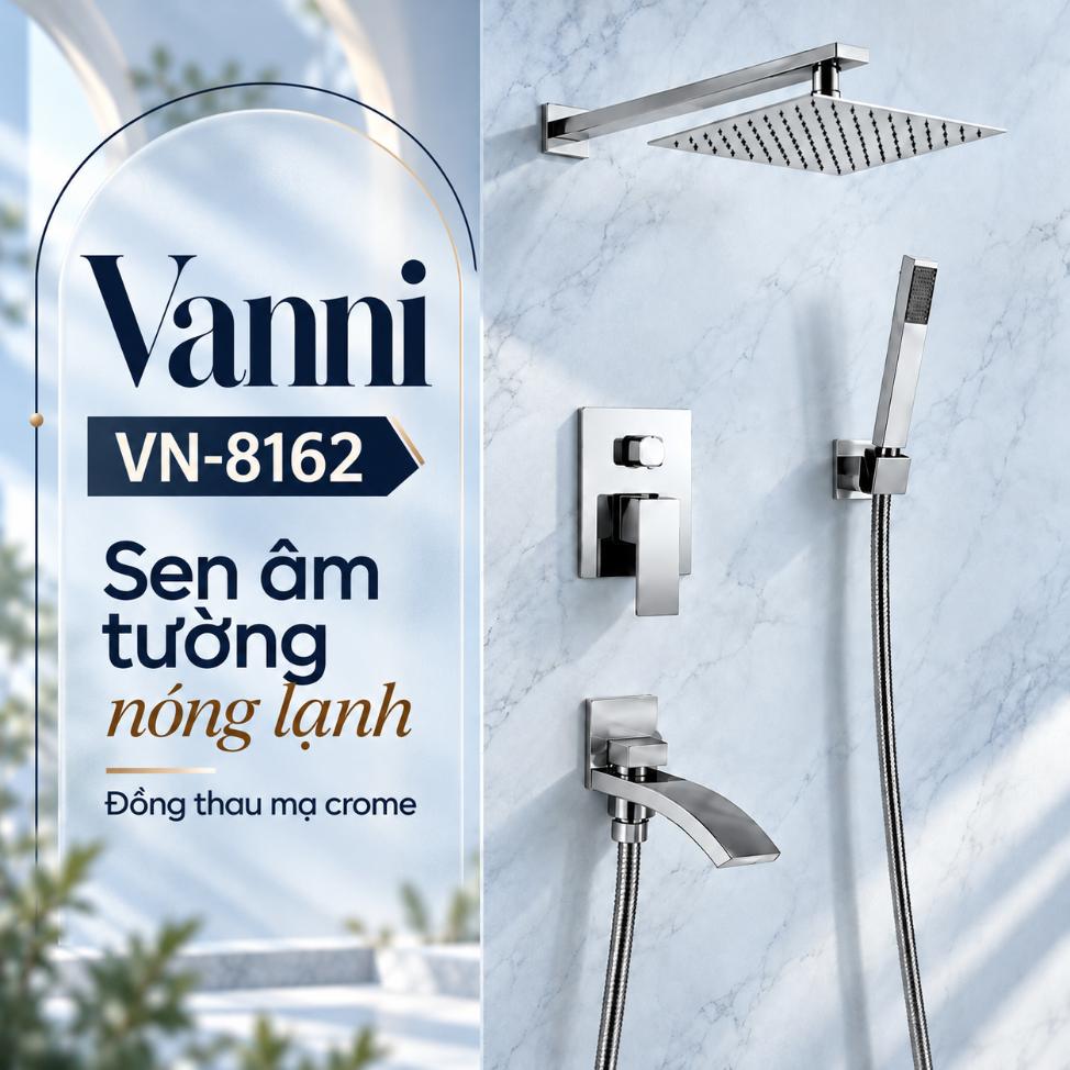 Sen âm tường nóng lạnh Vanni VN-8162 Đồng thau mạ chrome